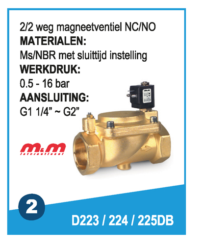 2/2 magneetventiel D223/ 224 / 225DB